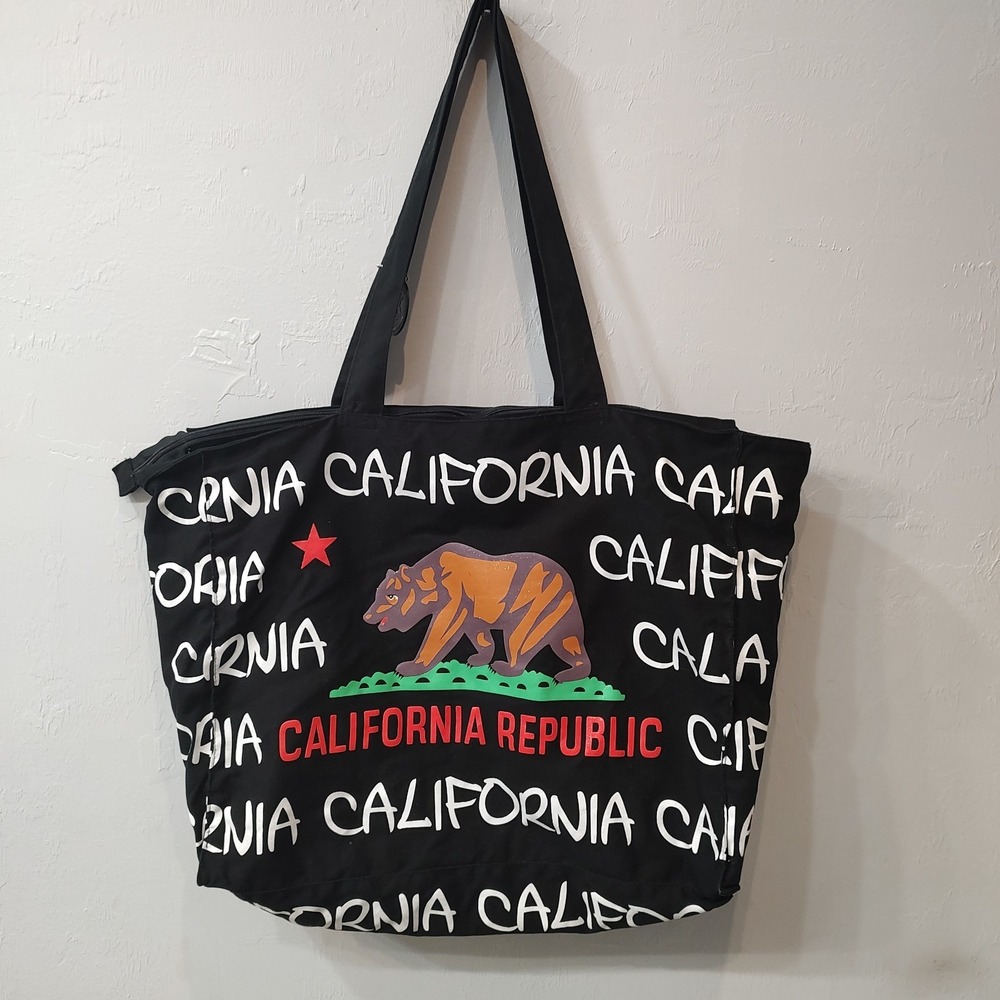 California Ruth Robin Destination Tote Bag Large Bear Logo Pockets Duffel Travel